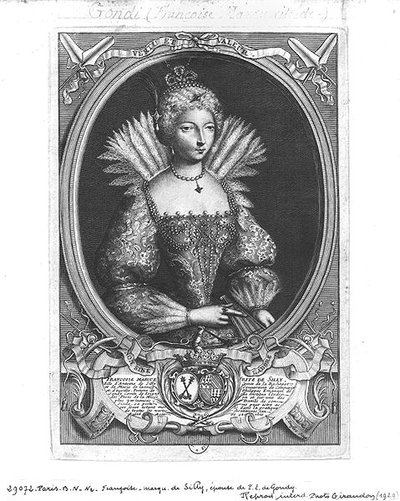Francoise-Marguerite de Silly (1584-1626) graveret af Claude Duflos (1665-1727) af Antoine after Pezey