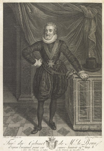 Halvlængde portræt af Henri IV (grafit på papir) af Antoine de Marcenay de Ghuy