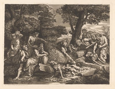 Romulus og Remus fundet af hyrder af Antoinette Bouzonnet