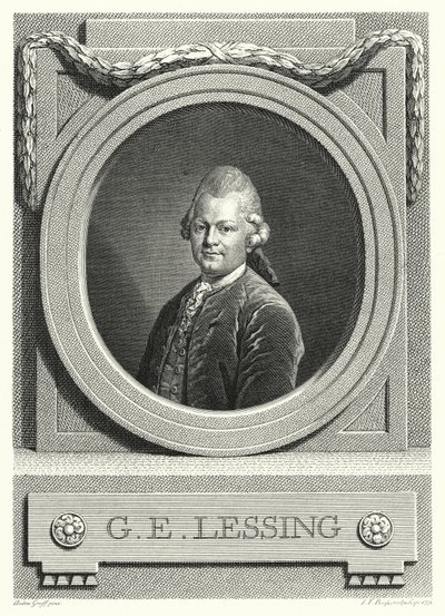 Gotthold Ephraim Lessing, tysk oplysningstid; filosof, forfatter og dramatiker (gravering) af Anton (after) Graff