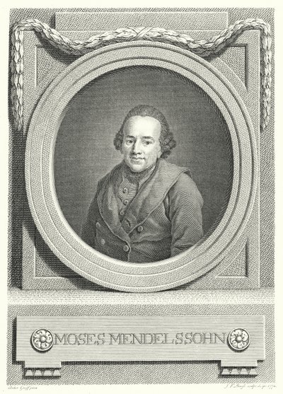 Moses Mendelssohn, tysk jødisk filosof (gravering) af Anton (after) Graff