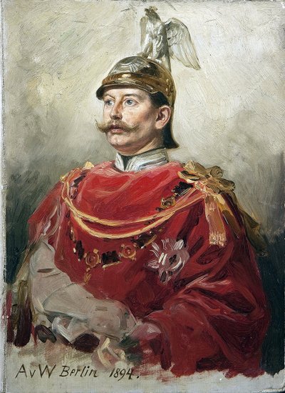 Guillaume II Portræt af den tyske kejser Wilhelm II (1859-1941), konge af Preussen par Werner, Anton von (1843-1915). Olie på pap, størrelse: 32x22,5 af Anton Alexander von Werner