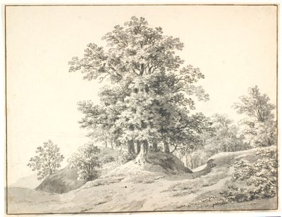 Landskab med store træer ved Elben. Buxtehude af Anton Carl Dusch
