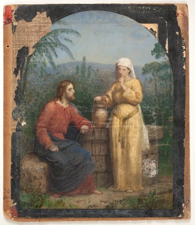 Olieskitse til Jesus og Samaritanerinden ved brønden af Anton Dorph