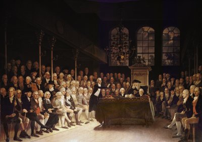 William Pitt taler til Underhuset om den franske krigserklæring 1793 af Anton Hickel