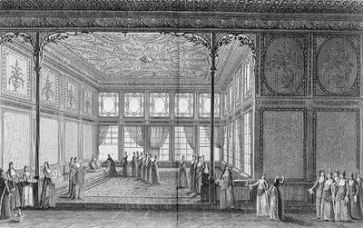 Interiør af en dagligstue i Topkapi-paladset af Sultana Hadidge, søster til Selim III af Anton Ignaz (after) Melling