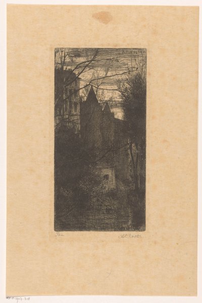Slottet Pau i skumringen af Anton L. Koster (signed by artist)