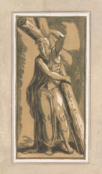 St. Andrew, vendt fremad, hovedet vendt mod venstre, før 1749. af Anton Maria Zanetti