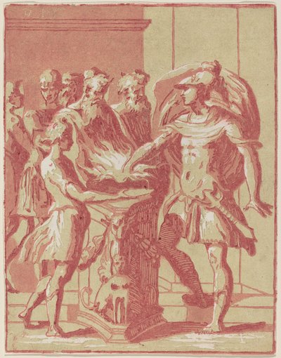 Mucius Scaevola sætter sin hånd i en ild af Anton Maria Zanetti I after Parmigianino