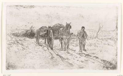 Bonde ved siden af ​​to hestevogne af Anton Mauve