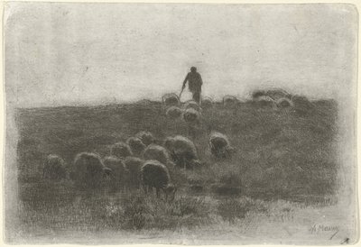 Hyrde med flok får af Anton Mauve