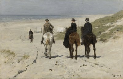 Morgentur langs stranden af Anton Mauve
