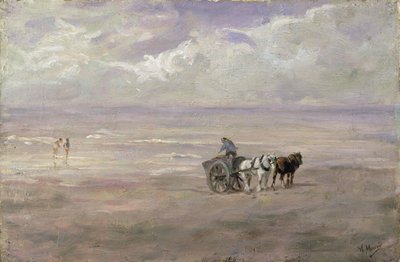 På stranden (olie på træ) af Anton Mauve
