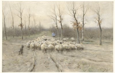 Fårehold på heden ved Laren af Anton Mauve