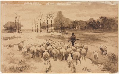 Hyrde med sin hjord, ca. 1870. af Anton Mauve
