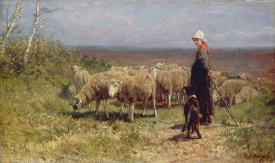 Hyrdinde (olie på lærred) af Anton Mauve