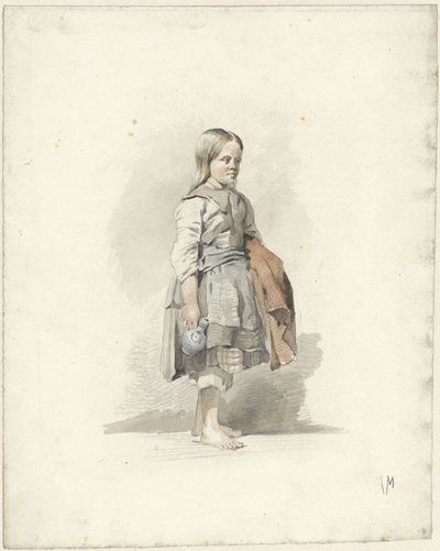 Stående pige med kande og kappe under armen af Anton Mauve