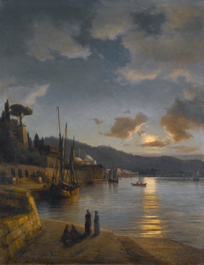 En tyrkisk havn i måneskin af Anton Melbye