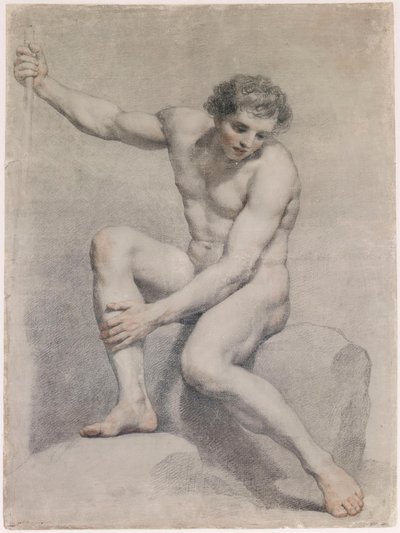 En siddende mandlig nøgenfigur af Anton Raphael Mengs