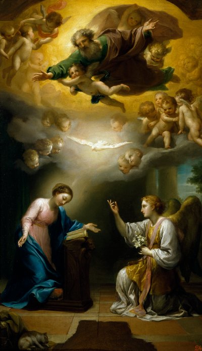 Bebudelse, af Anton Raphael Mengs, ca. 1767, olie på lærred af Anton Raphael Mengs