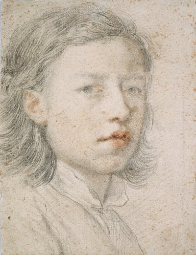 Selvportræt - Værk af Anton Raphael Mengs (1728-1779), blod og kridt på papir (26,1 x 20,2 cm) af Anton Raphael Mengs