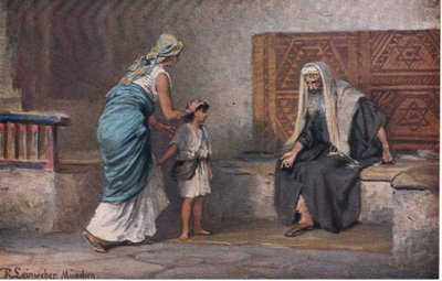 Hannah bringer Samuel til Eli, fra Hulberts Story of the Bible udgivet af The John Winston Company, 1932 af Anton Robert Leinweber
