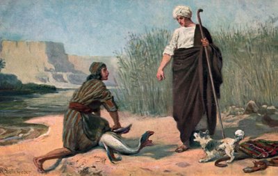 Tobias og englen (farve litho) af Anton Robert Leinweber