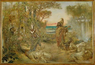 Circe og Odysseus ... (maleri på lærred) af Anton Romako