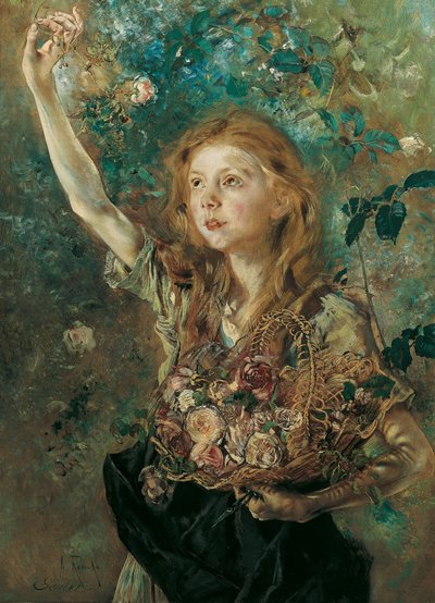 Rosenplukkeren, ca. 1883-1884. af Anton Romako