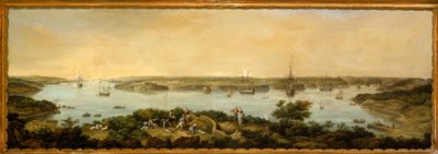 Udsigt over havnen i Mahon, Menorca af Anton Schranz