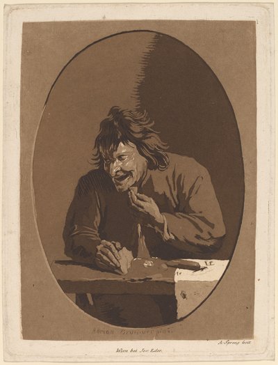 En Bonde, der spiser af Anton Spreng after Adriaen Brouwer; published by Joseph Eder