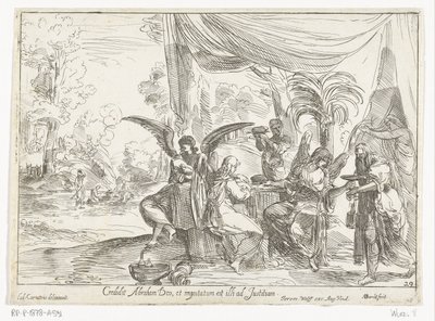 Abraham modtager de tre engle af Anton van der Borcht