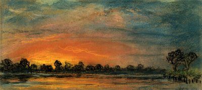 Solnedgang ved Chelsea, London af Frederick (attr. to) Barnard