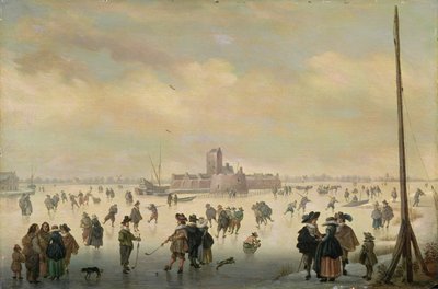 Skøjtescene (olie på panel) af Antoni (1594 1641) Verstralen