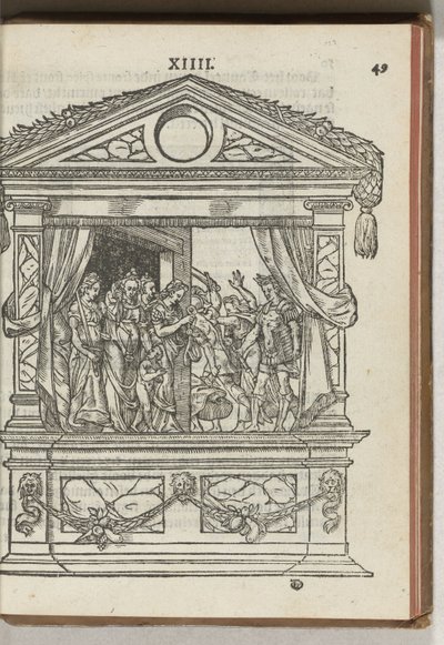Tredje dekoreret stillads med scene: prinsen befrier dyderne fra fangenskab, 1577 af Antoni van Leest