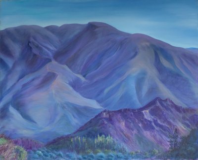 Blue Mountain, Andalusien, 2001 (olie på lærred) af Antonia Myatt