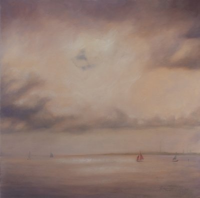 Familie af både, 2014 (olie på lærred) af Antonia Myatt