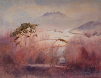 Frozen Valley, Somerset, 2023 (olie på lærred) af Antonia Myatt