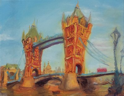 Tower bridge, studie, 2019 (olie på lærred) af Antonia Myatt