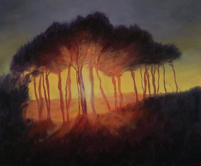 Vilde træer ved solnedgang, 2002 af Antonia Myatt