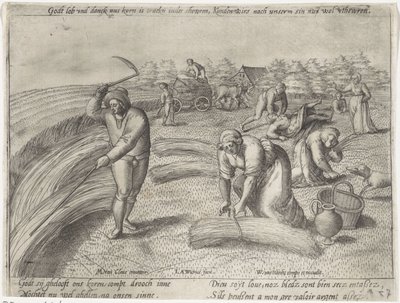 Høsten Dyrkning af korn (serietitel) af Antonie Wierix (II) (possibly)