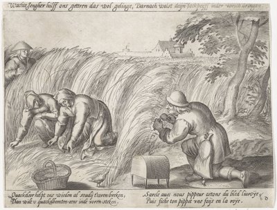 Lugning på jorden Dyrkning af korn (serietitel) af Antonie Wierix (II) (possibly)
