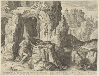 Sankt Hieronymus som en angrende i ørkenen af Antonie Wierix (II)