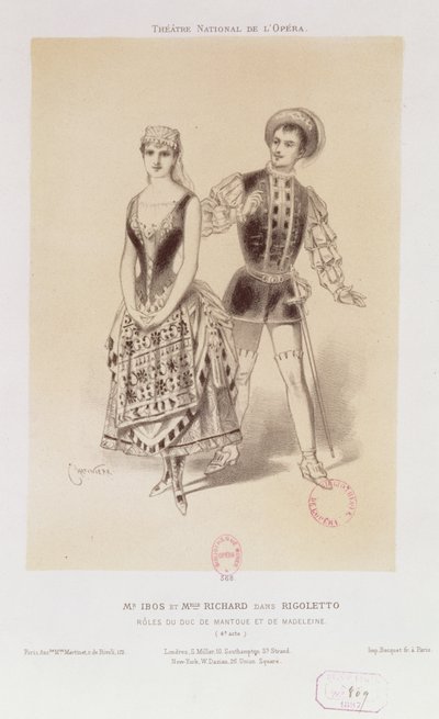 Mr. Ibos og Miss Richard som hertugen af Mantua og Magdalen i Rigoletto af Verdi, 1885 af Antonin Marie Chatiniere