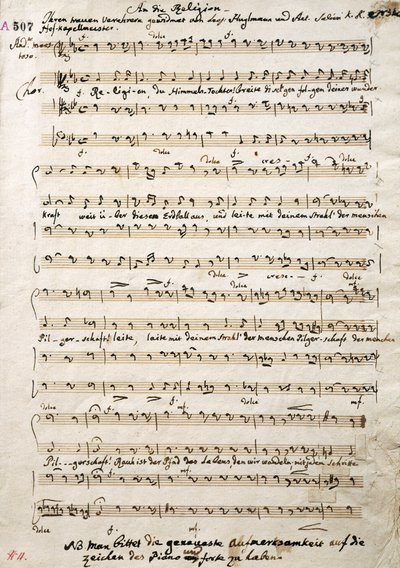 Autograferet musikpartitur af Oratorium, af Antonio Salieri (1750-1825) af Antonio (after) Salieri