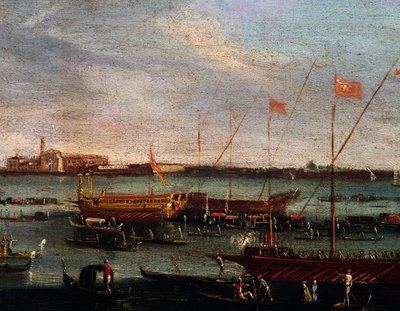 Bucentauren (statskabys for dogerne i Venedig) ved Lido i Venedig, olie på lærred, School of Canaletto, Italien af Antonio (studio of) Canaletto