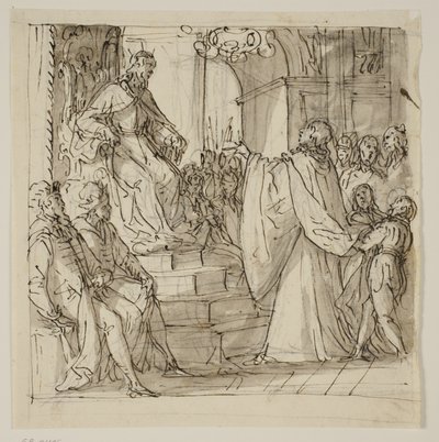 En ambassadør for Barbarigo-familien modtaget i audiens af en konge. Studer til en fresco i Villa Barbarigo, Noventa Vicentina af Antonio Aliense