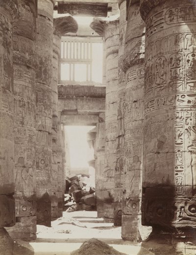 Hypostyle Hall i Temple of Karnak, udsigt over Hypostyle Hall af Antonio Beato