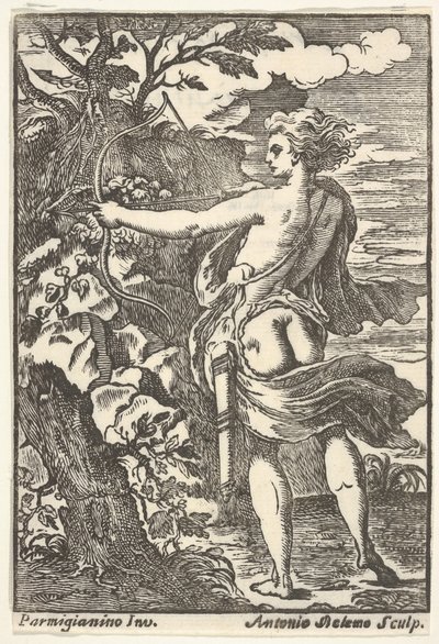 Callisto jagt med trukket bue, efter Parmigianino, 1720-1740. af Antonio Belemo