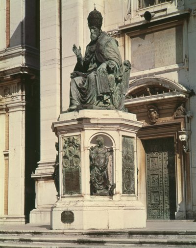 Monument til pave Sixtus V uden for basilikaen ved Loreto af Antonio Calcagni